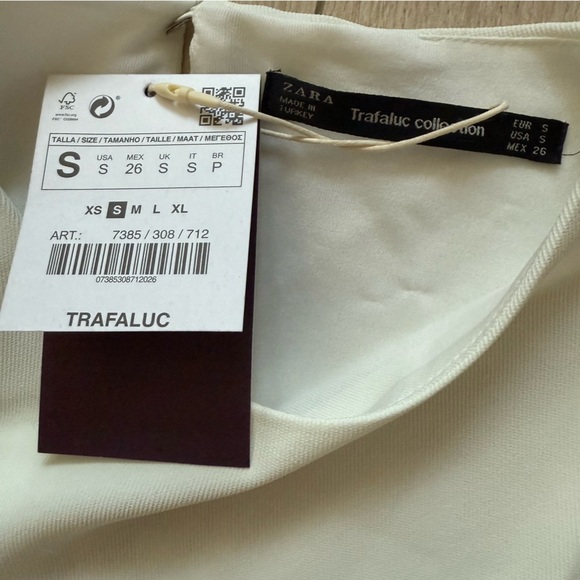 NWT Zara Long Sleeve Ruffle Mini Dress in Off White Size S Trafaluc Collection - Picture 6 of 16